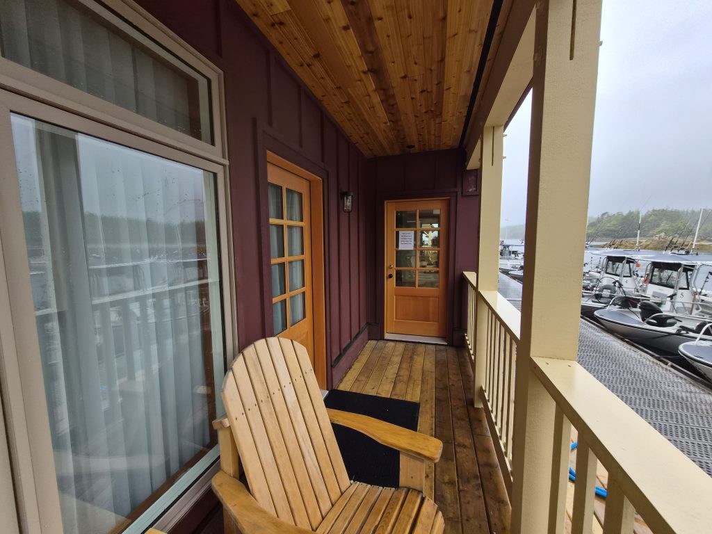 Covered waterfront deck renovation by Mad Oak Inc.