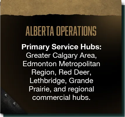 Alberta operations and primary service hubs for Mad Oak Inc.