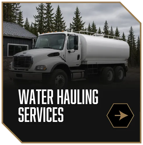 Water hauling tanker truck representing Mad Oak Inc. water hauling services